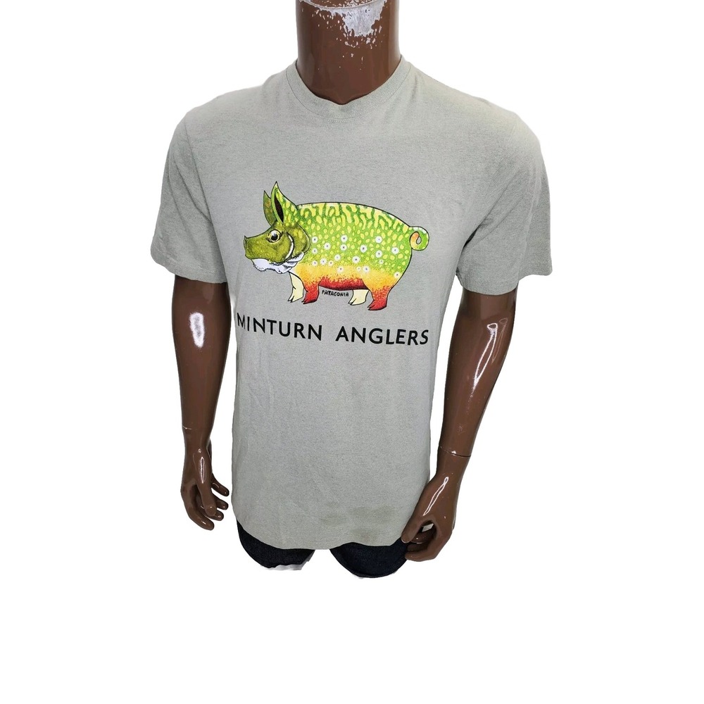 Patagonia Mens Fish Hog Responsibili-Tee T-Shirt Gray Small Minturn Anglers